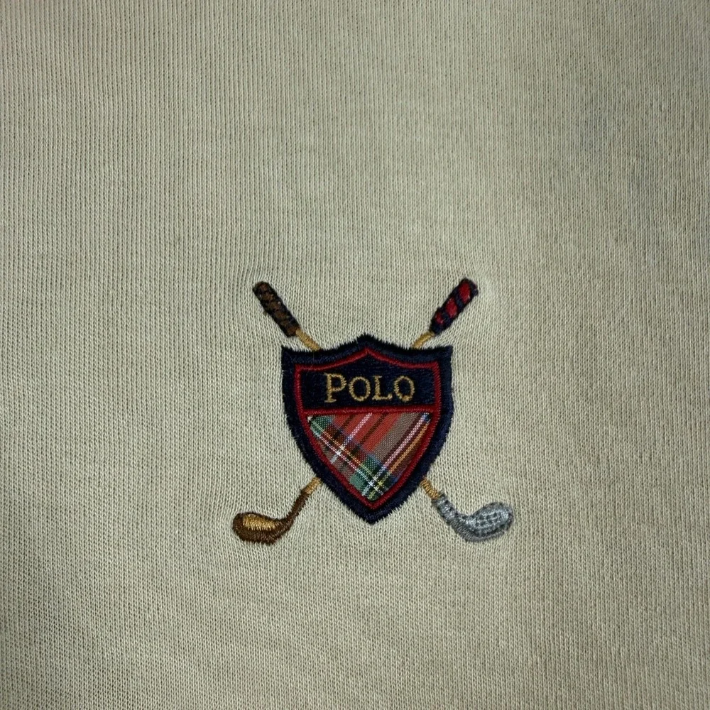 Vintage Polo Ralph Lauren Mens Polo Shirt M Tan‎ Cotton Crest Logo Short Sleeve